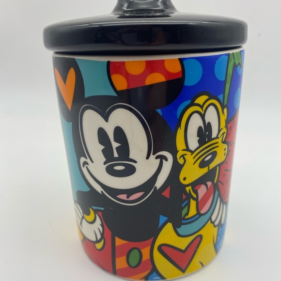 Enesco Disney by Britto Mickey Mouse and Pluto Candy Jar Canister, 6 Inch - Picture 1 of 5